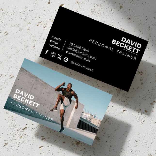 Modern och Trendig - personlig träningsfoto för tr Visitkort (Modern & Trendy Personal Trainer Fitness Photo Business Card)
