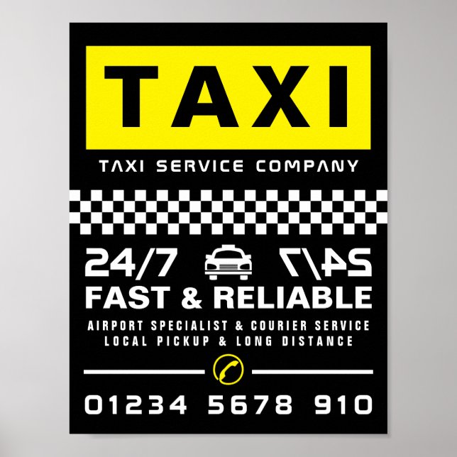 Modern och Trendig, reklam från Taxi Cab Firm Poster (Framsidan)