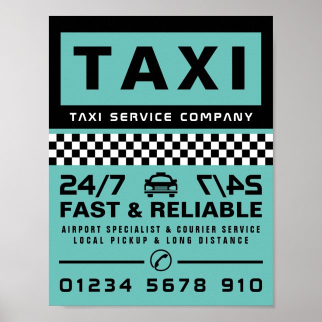 Modern och Trendig, reklam från Taxi Cab Firm Poster (Framsidan)