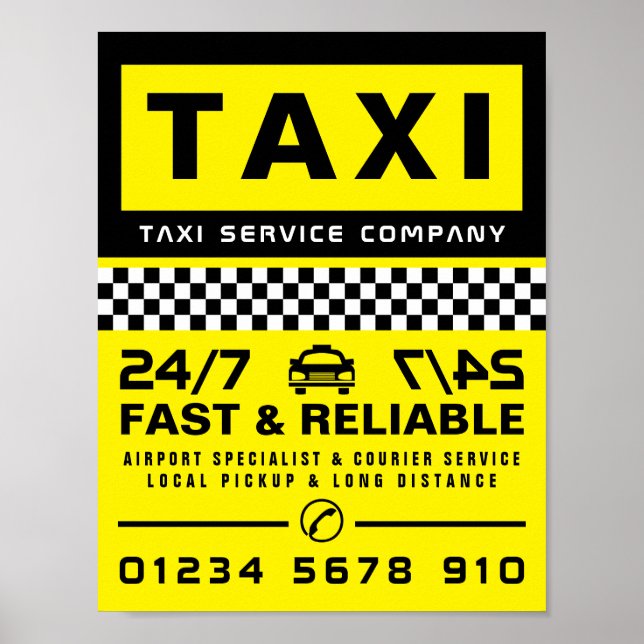 Modern och Trendig, reklam från Taxi Cab Firm Poster (Framsidan)