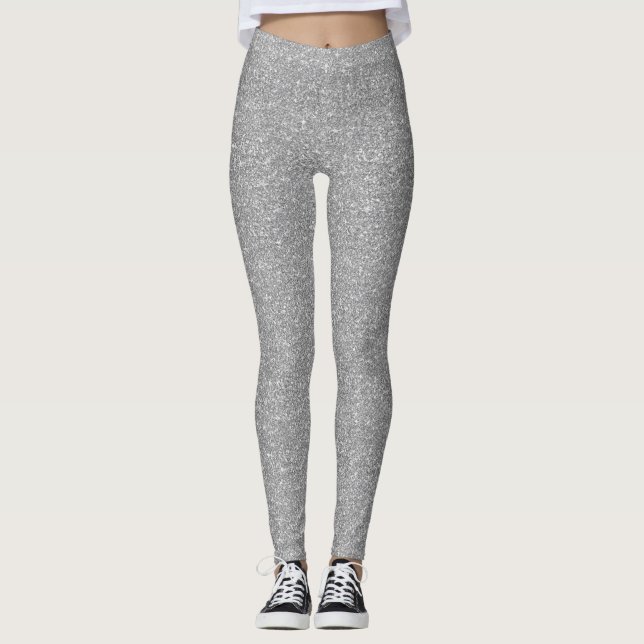 Modern och trendig silver glitter leggings (Framsida)