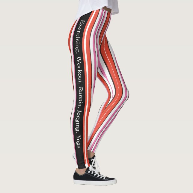 Modern och unik monogram l. Färgfläckad rand Röd Leggings (Höger)