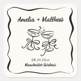 Modern och vismisk Hand plockade Bröllop Fyrkantigt Klistermärke