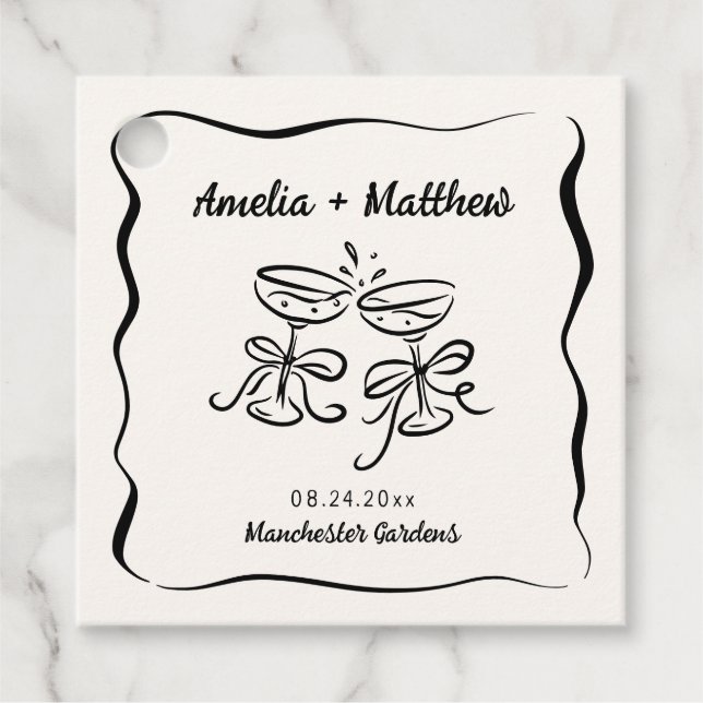 Modern och vismisk Hand plockade Bröllop Gåvor Etiketter (Framsida)