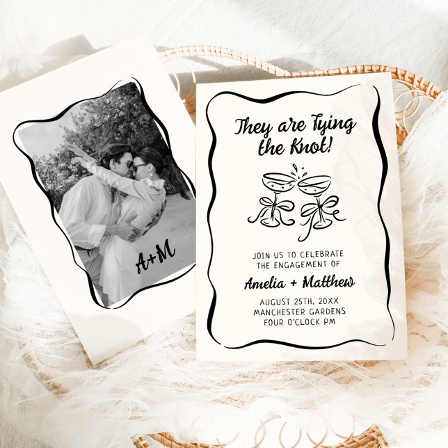 Modern och vismisk Hand plockade Engagemang Inbjudningar (Skapare uppladdad)