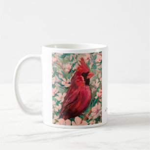 Modern och vit kardinalmålning kaffemugg
