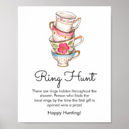 Modern - och White Tea Party Ring Hunt-spel Poster