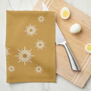 Modern ochre Guld-stjärnsprängningsdesign i mitten Kökshandduk