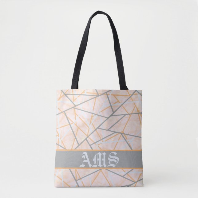 Modern Ochre och Grått Geometric Linjer Tygkasse (Framsida)