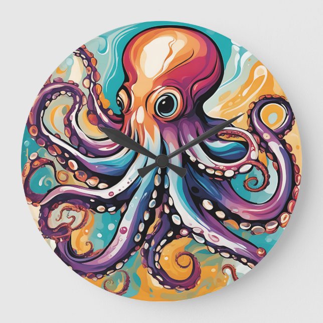 Modern Octopus-Abstrakt Stor Klocka (Framsida)