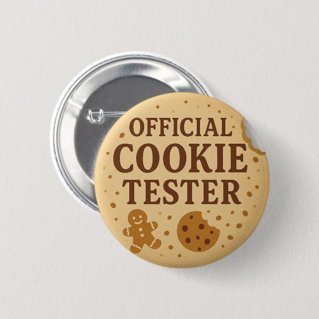 Modern Official Cookie Tester Funny Christmas  Knapp (Framsida & baksida)