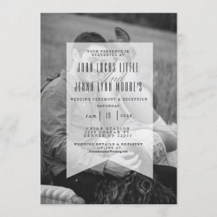 Modern ogenomskinlig banderoll Foton för bröllop Inbjudningar