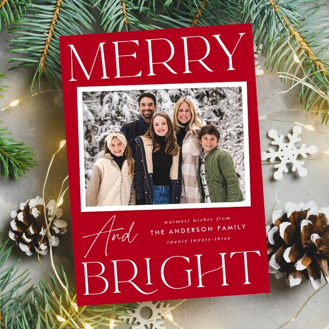 Modern ögonblicksbild - merry och Bright Photo Julkort (Skapare uppladdad)