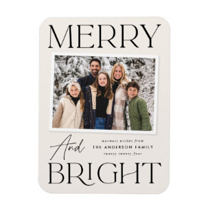 Modern ögonblicksbild - merry och Bright Photo Magnet