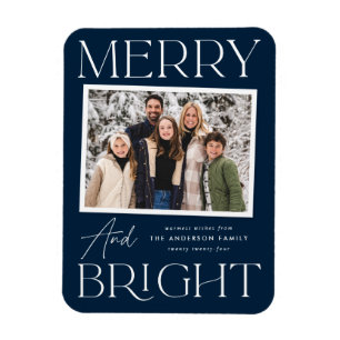 Modern ögonblicksbild - merry och Bright Photo Magnet