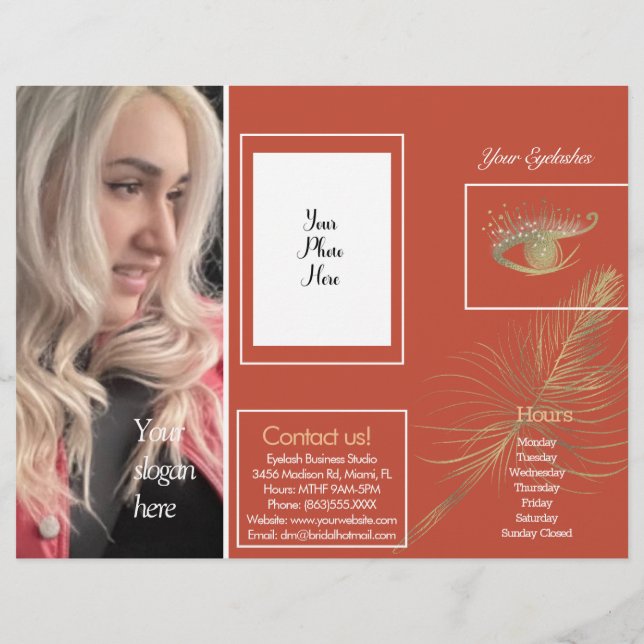 Modern ögonfransservice sessionsbroschyr Flyer (Baksidan)