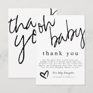 Modern Oh Baby Black & White Baby Shower Tack Kort