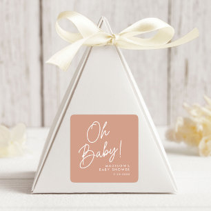 Modern Oh Baby Script Blush Terracotta Barnrumsfir Fyrkantigt Klistermärke