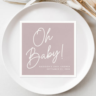 Modern Oh Baby Script Damrosa Babyfirande Pappersservett