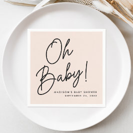 Modern Oh Baby Script Rosé Baby Shower Pappersservett