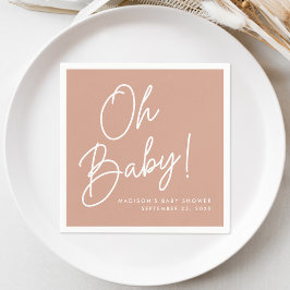 Modern Oh Baby Script Rosé Terrakotta Barnkalas Pappersservett