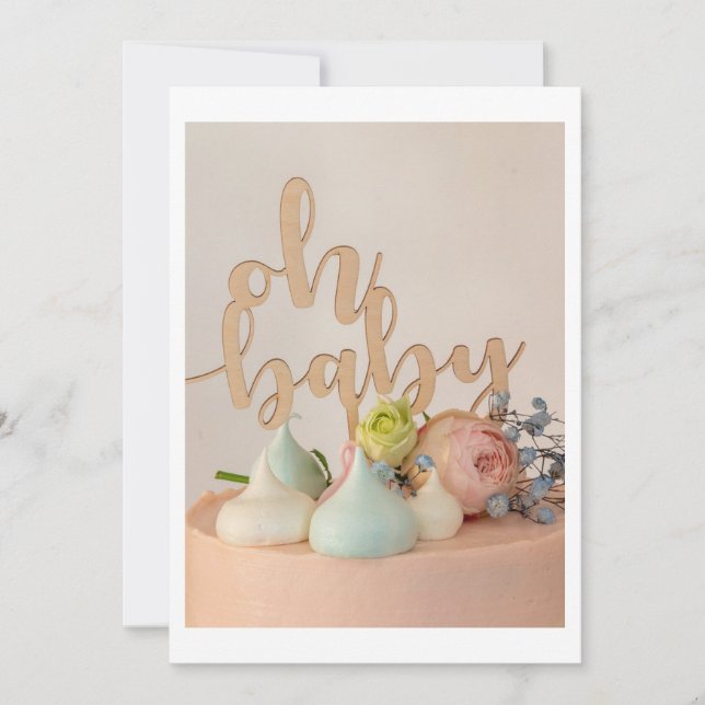 Modern Oh Baby Shower-inbjudan med Pastel Cake Inbjudningar (Framsida)