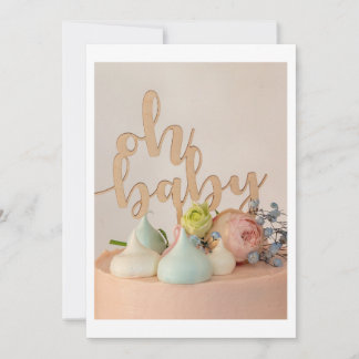 Modern Oh Baby Shower-inbjudan med Pastel Cake Inbjudningar