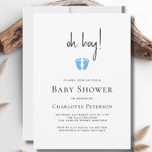 Modern Oh Boy Blue Shower Inbjudningar