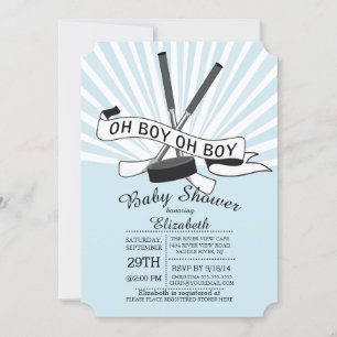 Modern Oh Boy Hockey Boys Baby Shower Inbjudningar