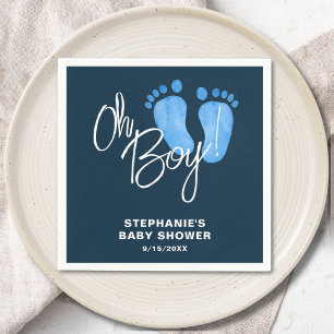 Modern Oh Boy Navy Blue Shower Pappersservett