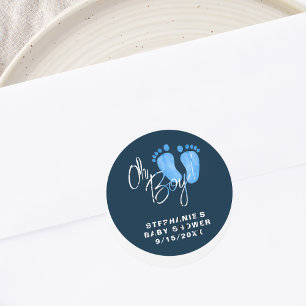 Modern Oh Boy Navy Blue Shower Runt Klistermärke