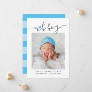 Modern Oh Boy Script Himlar Blue Heart 2-Photos Bi Meddelande