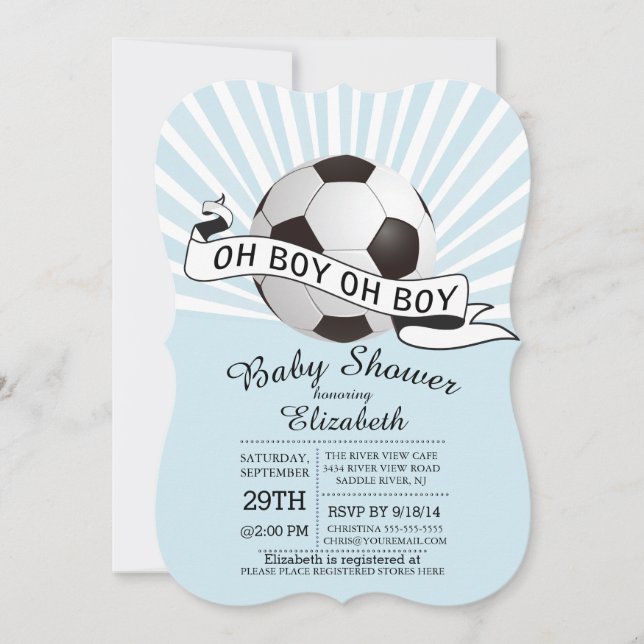 Modern Oh Boy Soccer Boys Baby Shower Inbjudningar (Framsida)