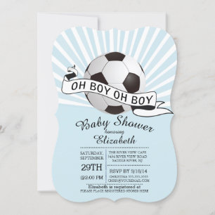 Modern Oh Boy Soccer Boys Baby Shower Inbjudningar
