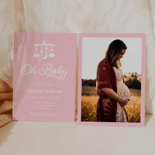 Modern Oh Flicka Photo Baby Shower Inbjudningar