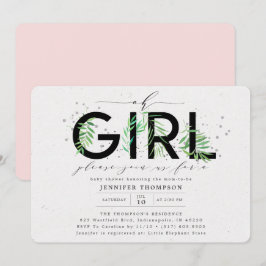 Modern Oh Girl Tropical Greenery Baby Shower Inbjudningar