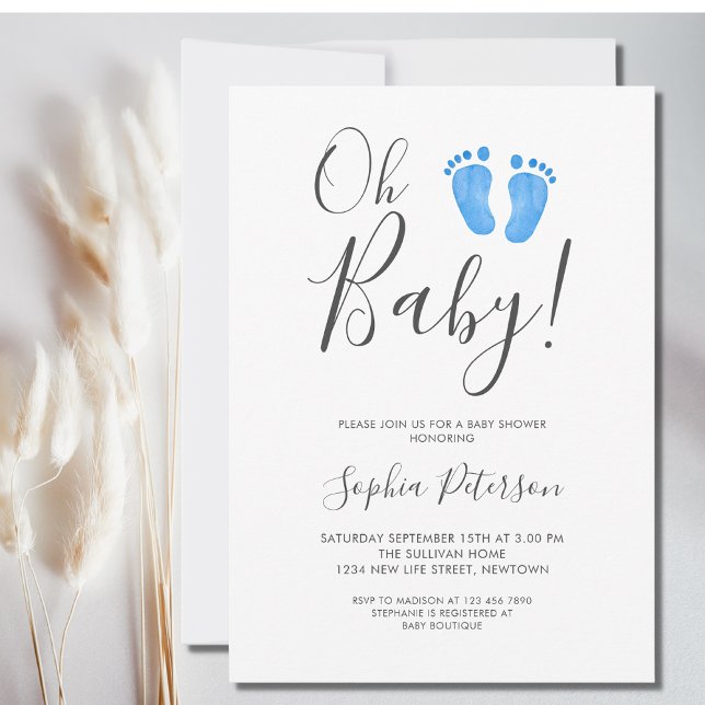 Modern Oh Pojke Baby Shower Inbjudningar (Skapare uppladdad)