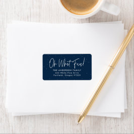 Modern Oh What Roligt Script Navy Returadress Adressetikett