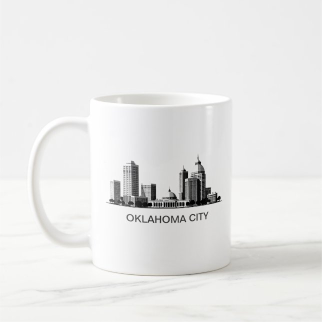 Modern Oklahoma City Stylized Skyline Kaffemugg (Vänster)