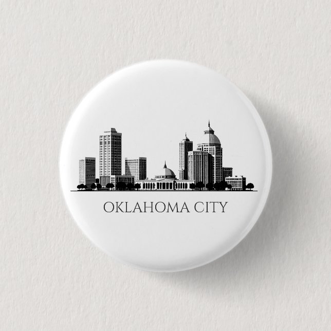 Modern Oklahoma City Stylized Skyline Knapp (Framsida)