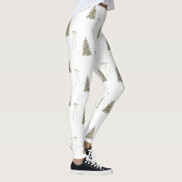 Modern Oliv grönt Julgranar & Bows Leggings