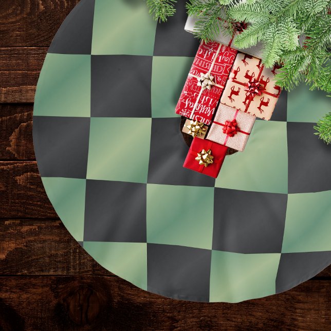 Modern Oliv grönt svart övertoning kontrollerad Julgransmatta Borstad Polyester (Skapare uppladdad)