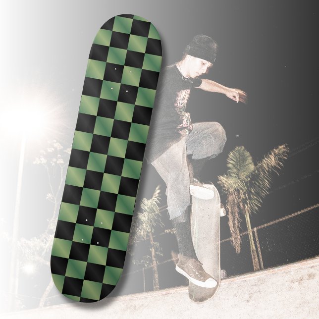 Modern Oliv grönt svart övertoning kontrollerad Mini Skateboard Bräda 18,5 Cm (Skapare uppladdad)