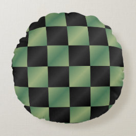Modern Oliv grönt svart övertoning kontrollerad Rund Kudde