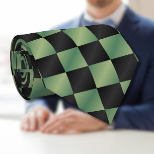 Modern Oliv grönt svart övertoning kontrollerad Slips
