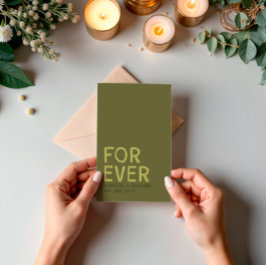 Modern Oliv grönt typografi | Fet, kantad bakåt Inbjudningar