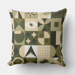 Modern Oliv & Salvia Geometrisk Abstrakt Mosaik Ku Kudde