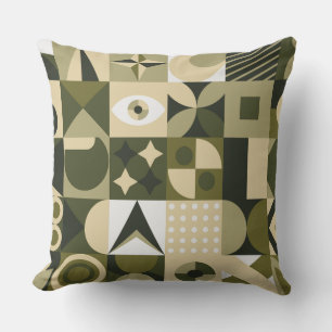 Modern Oliv & Salvia Geometrisk Abstrakt Mosaik Ku Kudde