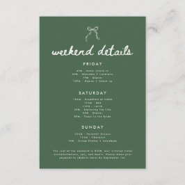 Modern Olive Green Bachelorette Weekend Details Tilläggskort
