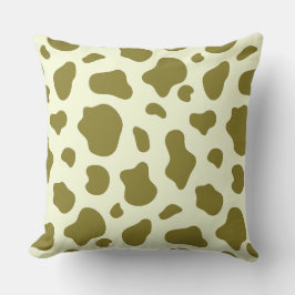 Modern Olive Green Cow Print Kudde